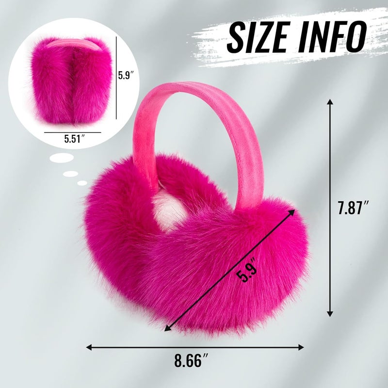 FSTEOE Women Winter Ear Muffs Foldable Girl Ear Warmer Fashion Furry Earmuff Soft Ear Cover Cold Weather - Image 3